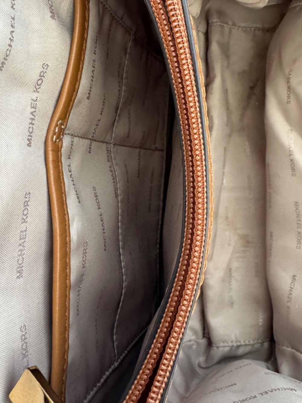 Michael Kors Newbury Brown Signature Studded Chain Shoulder Bag Gold Hardware - Picture 9 of 15
